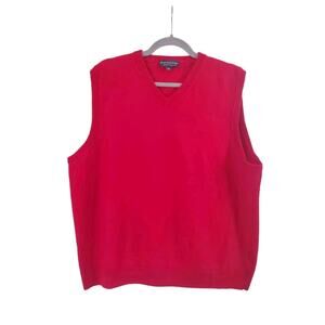 Hart Schaffner Marx 100% Extra Fine Merino Wool Red Pullover Sweater Vest, Sz XL